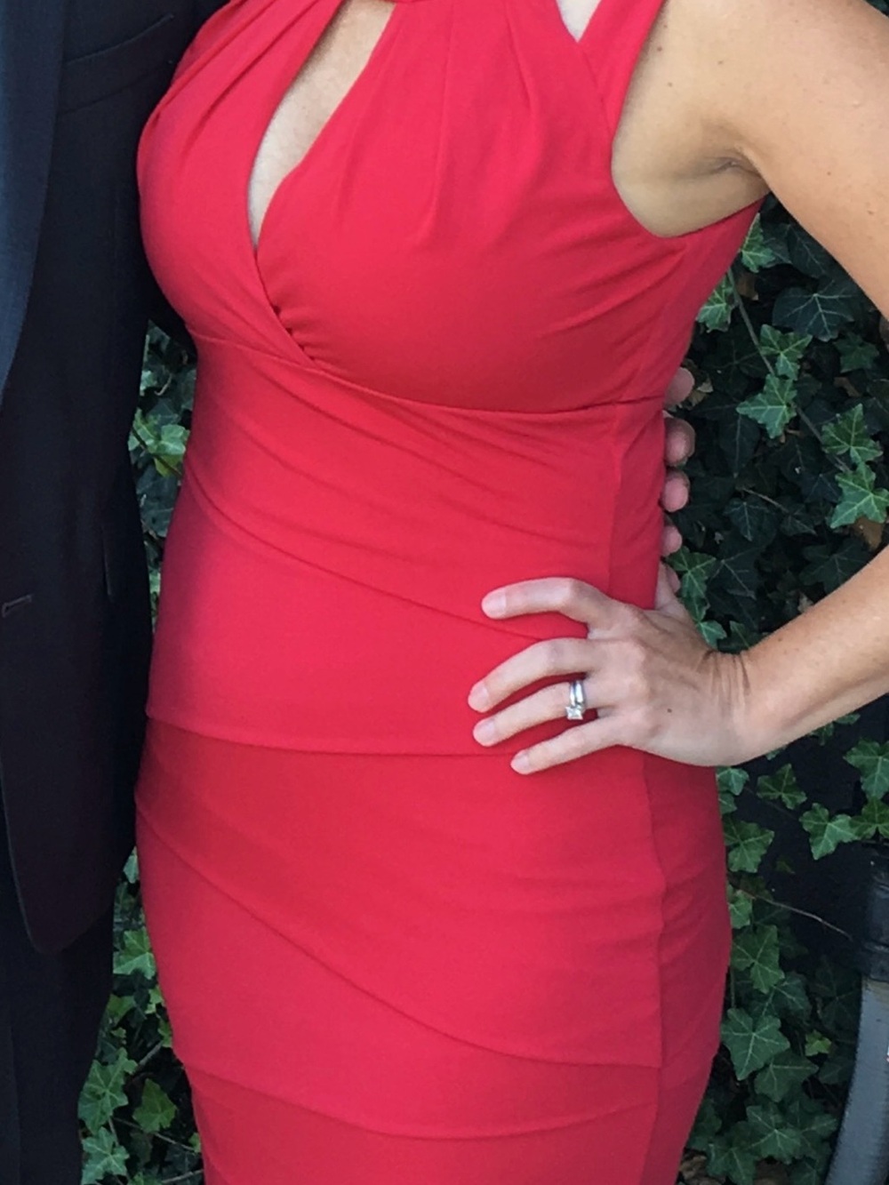 White House Black Market Coral-Red Instantly Slimming Dress